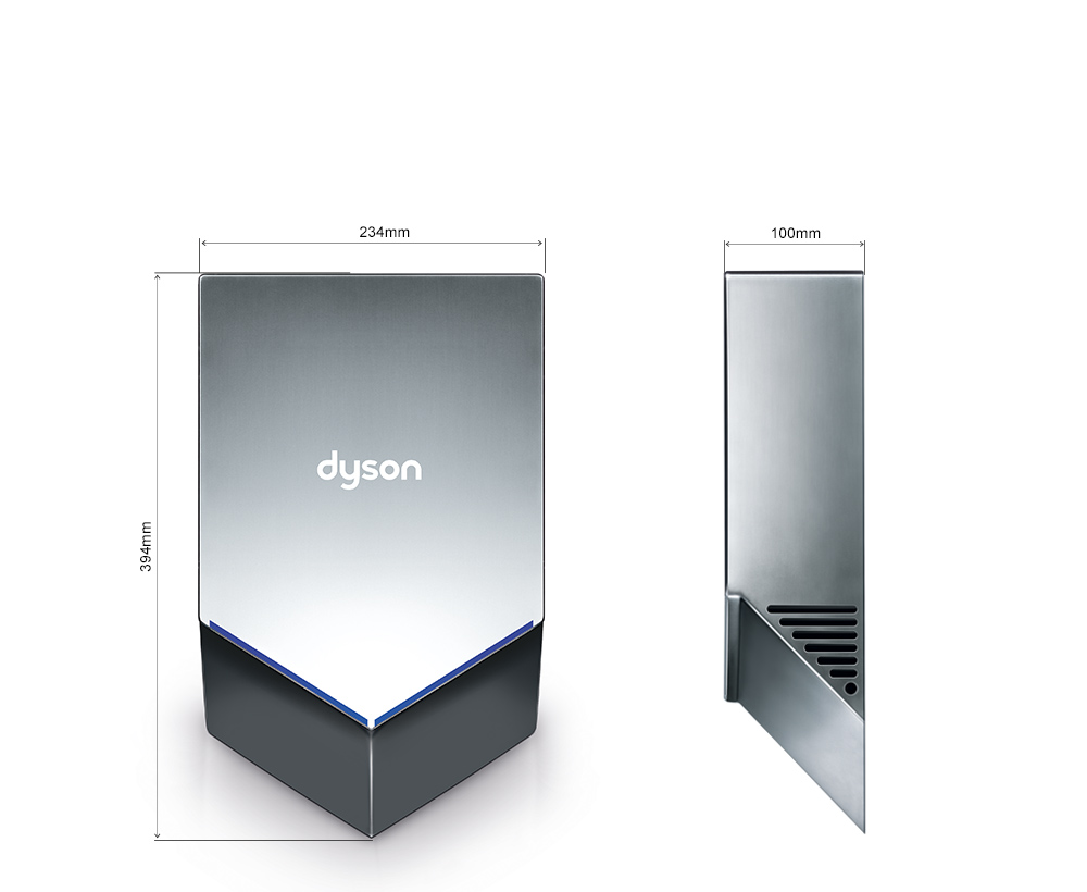 Dimensions of the Dyson Airblade V hand dryer