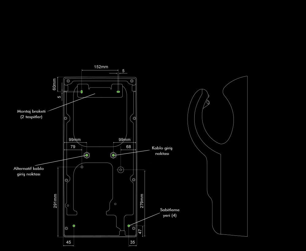 Internal dimensions of the Dyson Airblade dB hand dryer